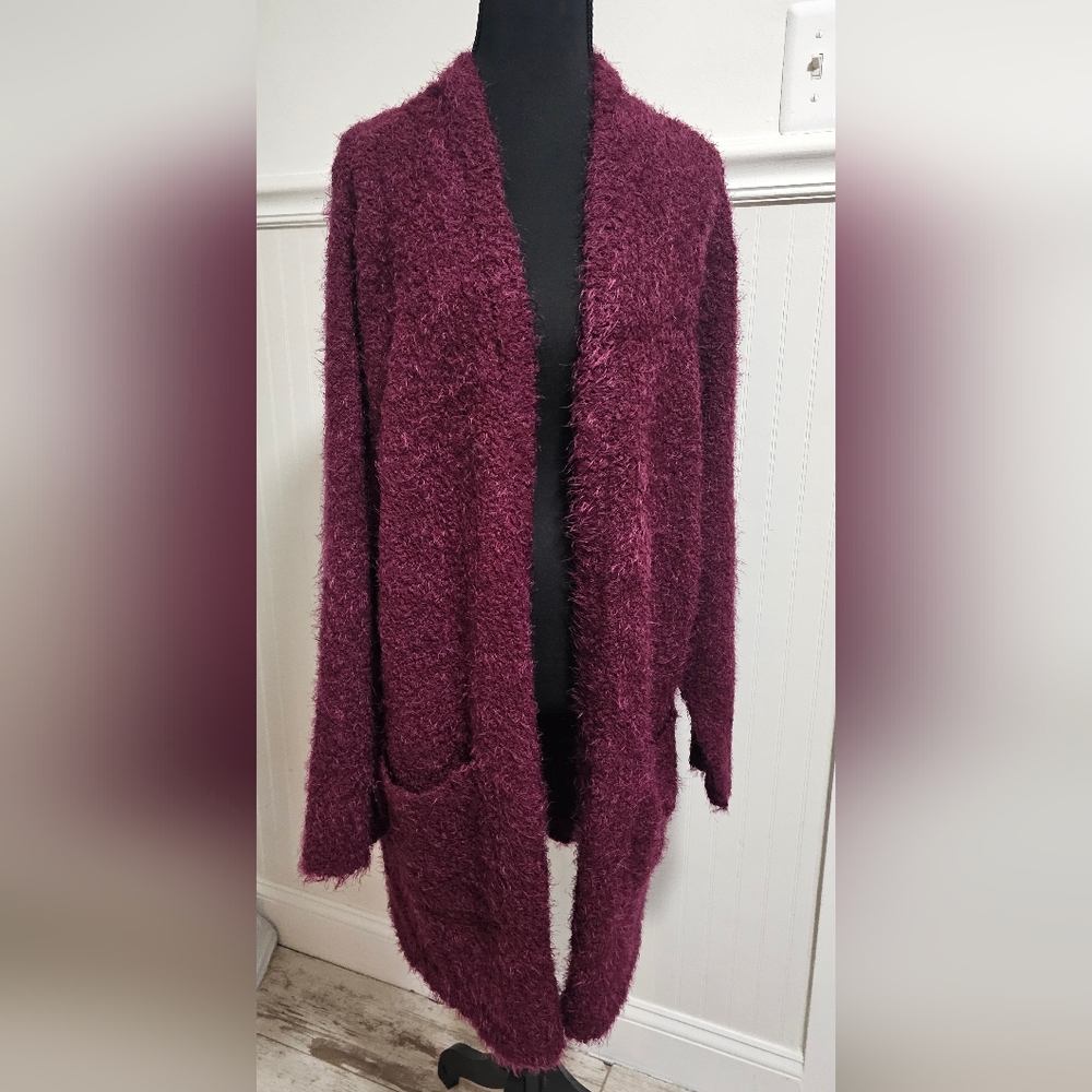 Torrid Fuzzy Eyelash Maroon Cardigan 4X